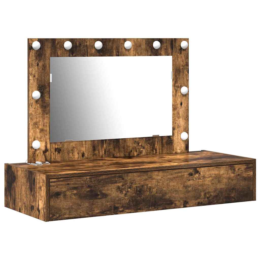 Sminkebord med speillys Brun 100 x 40 x 70 cm Konstruert tre