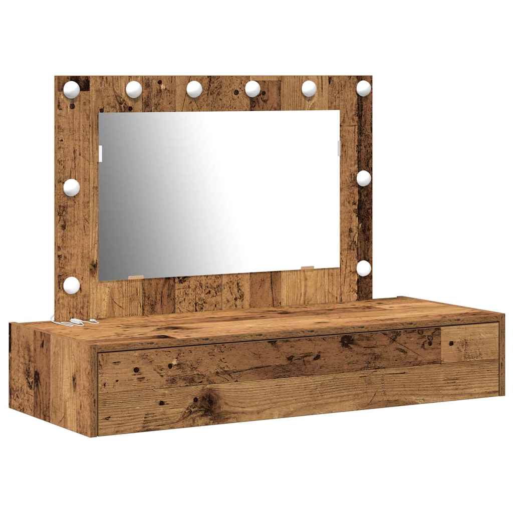 Sminkebord med speillys Brun 100 x 40 x 70 cm Konstruert tre