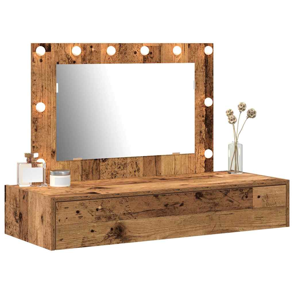 Sminkebord med speillys Brun 100 x 40 x 70 cm Konstruert tre
