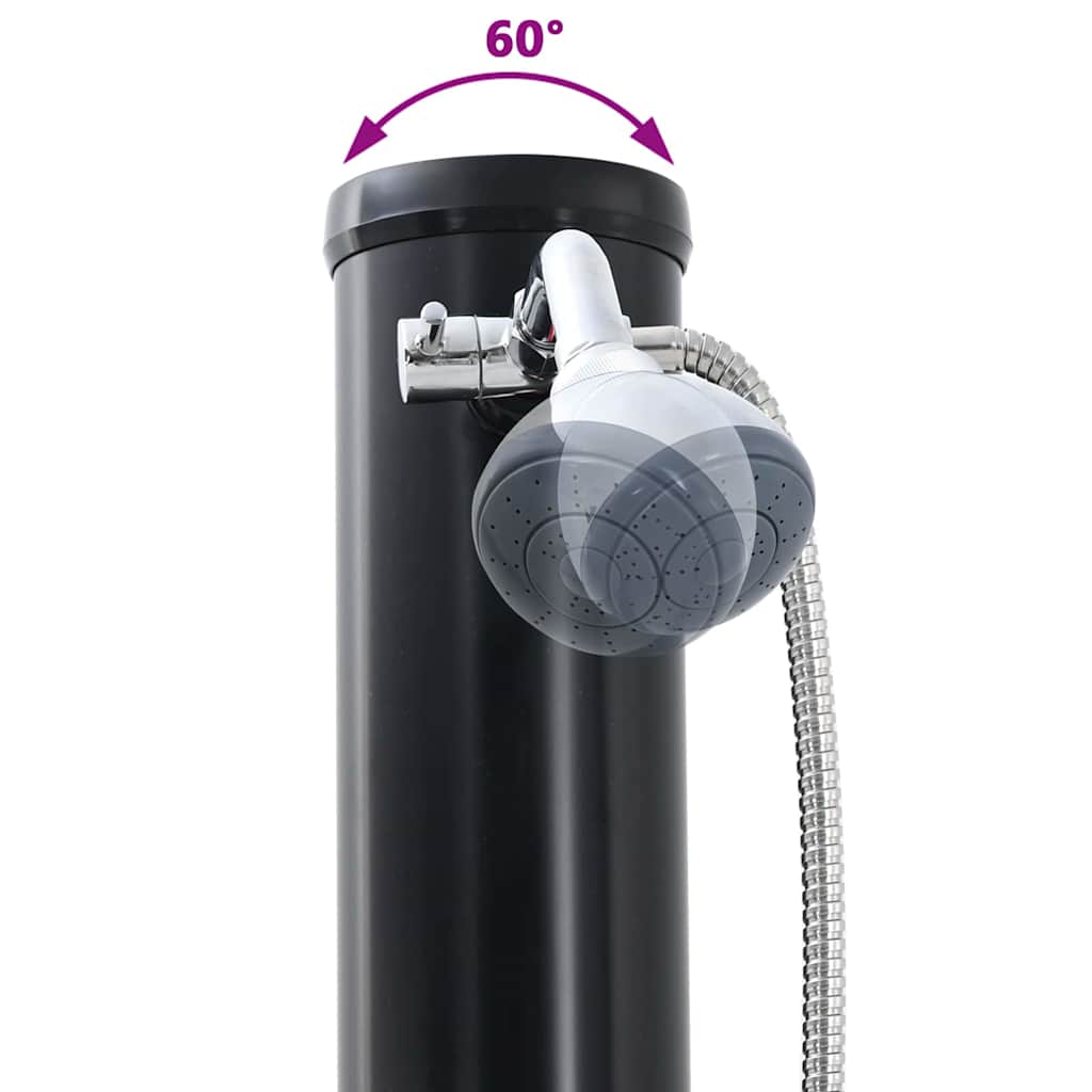 Utendørs Soldusj Svart 217 cm PVC og Aluminium