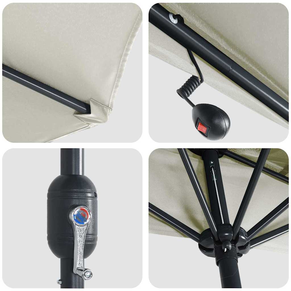 Hageparasol sand 294 x 150 x 223 cm Polyester og stål