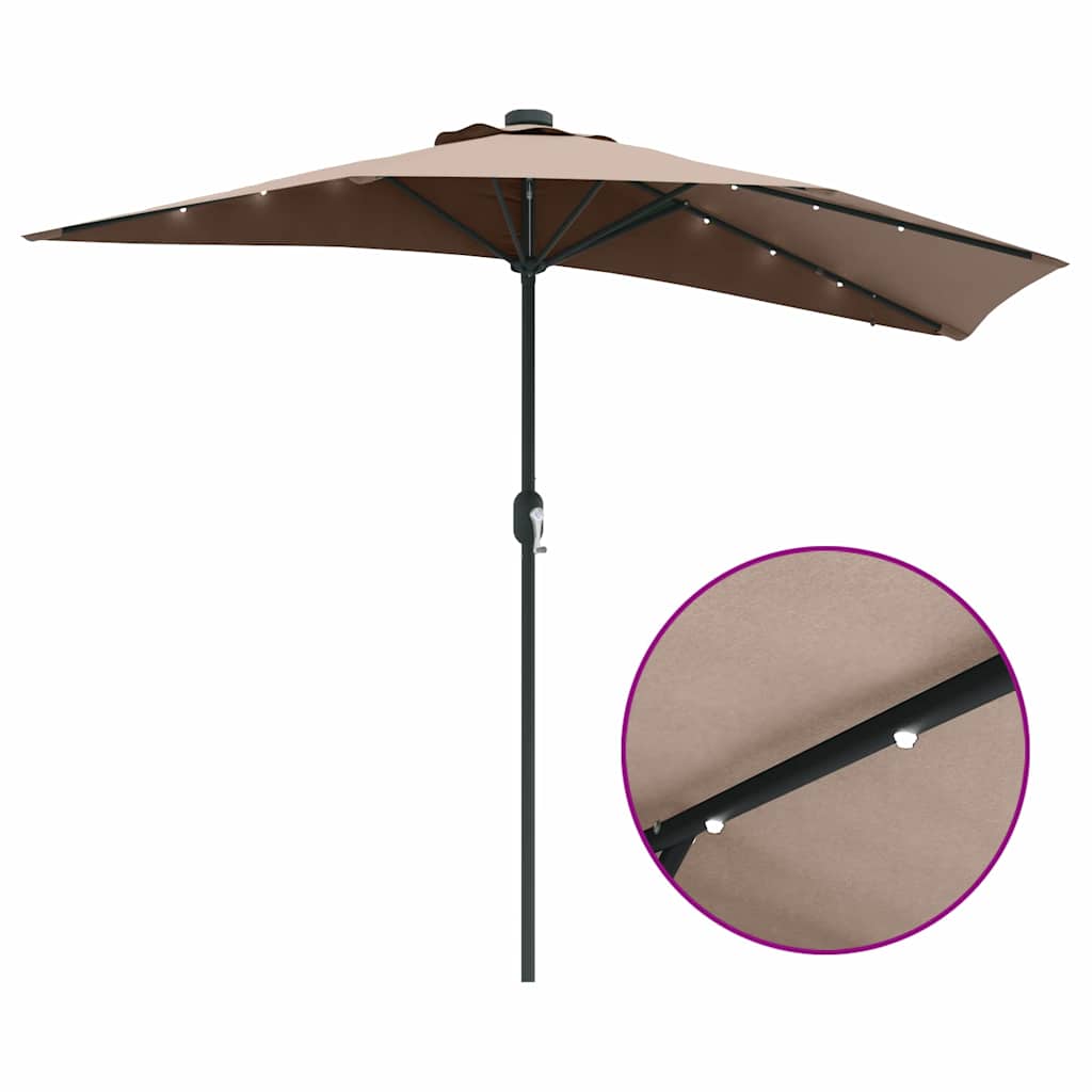 Hageparasol Gråbrun 294 x 150 x 223 cm Polyester og stål