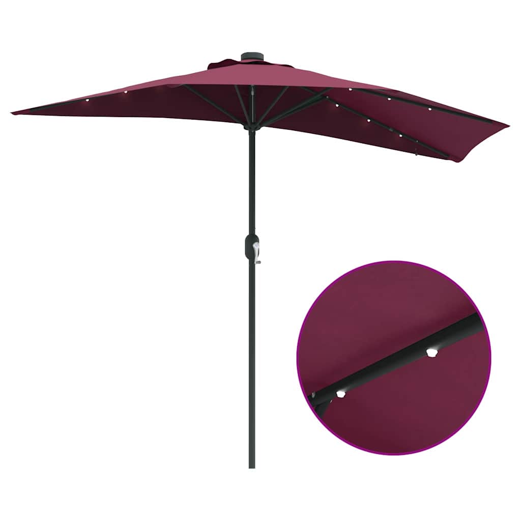 Hageparasol Bordeaux Rød 294 x 150 x 223 cm Polyester og stål