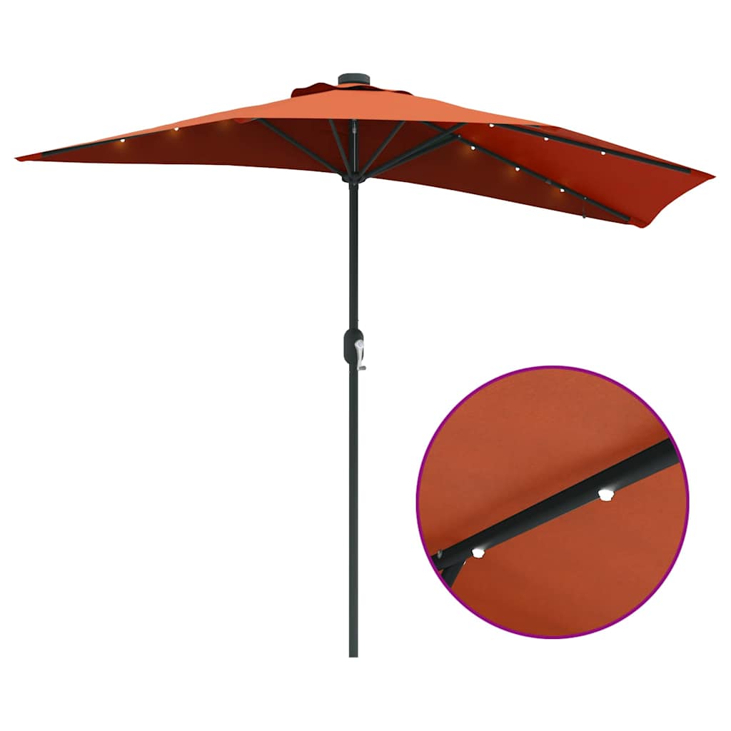 Hageparasol Terrakotta 294 x 150 x 223 cm Polyester og stål