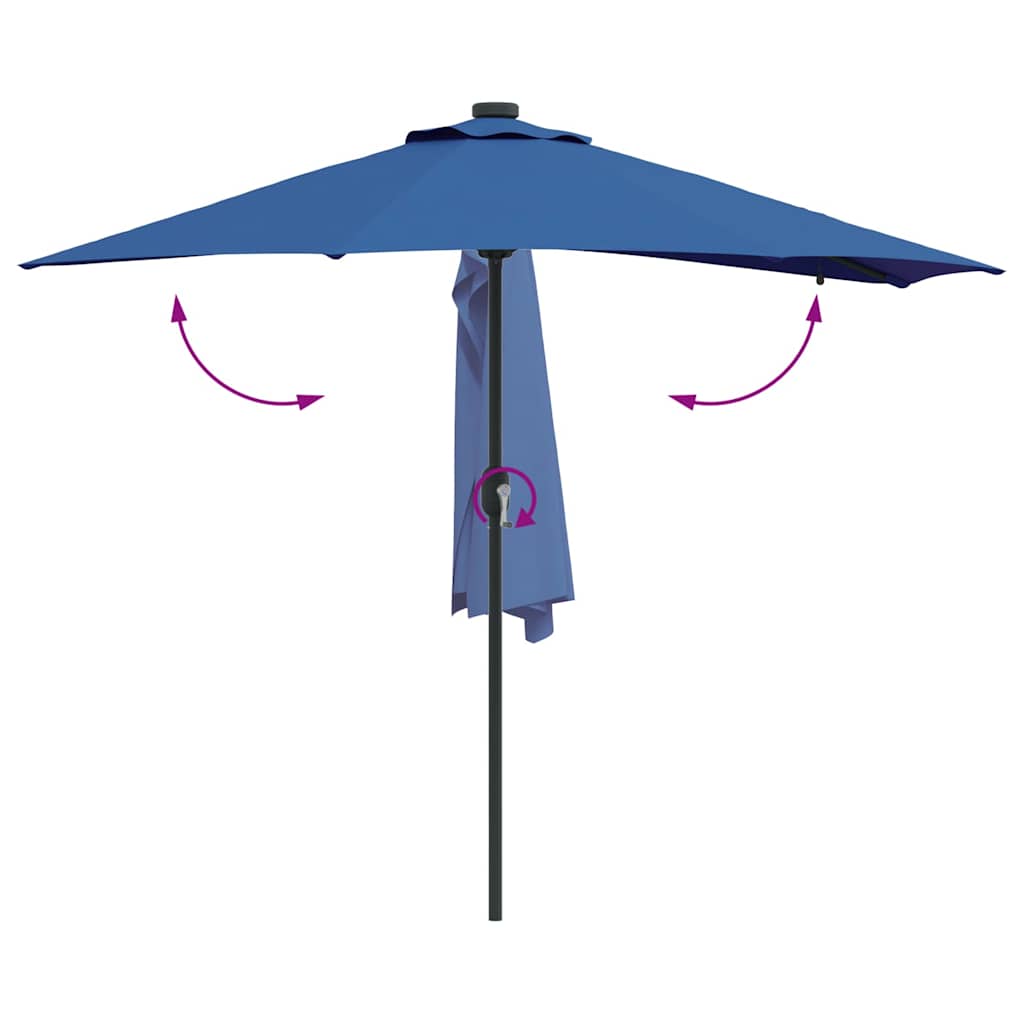 Hageparasol 294 x 150 x 223 cm Polyester og stål Azurblå