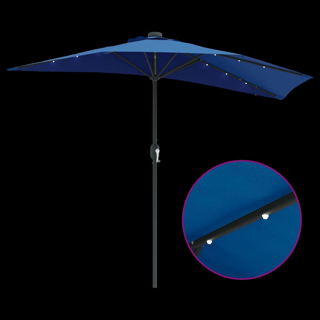 Hageparasol 294 x 150 x 223 cm Polyester og stål Azurblå