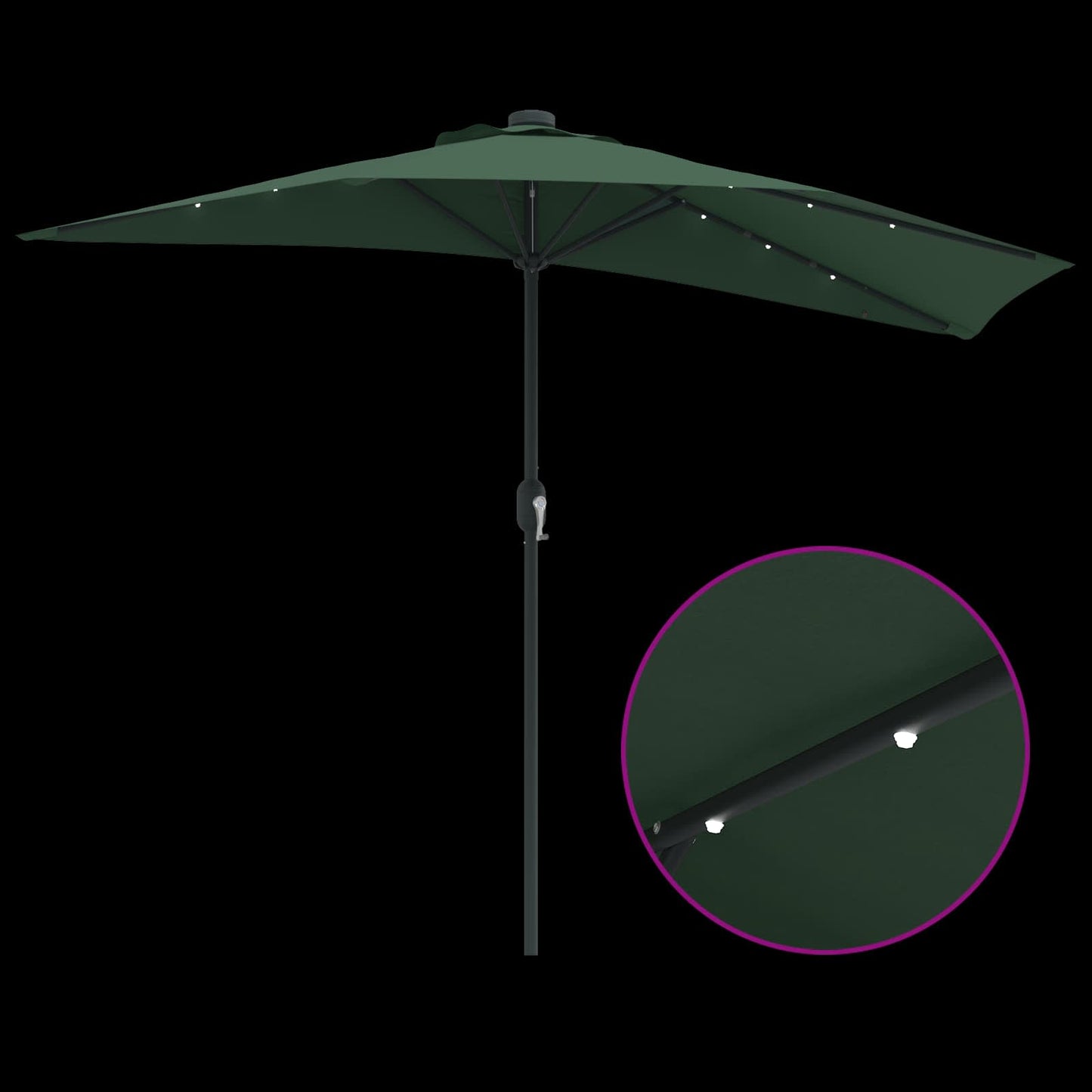 Hageparasol grønn 294 x 150 x 224 cm Polyester og stål