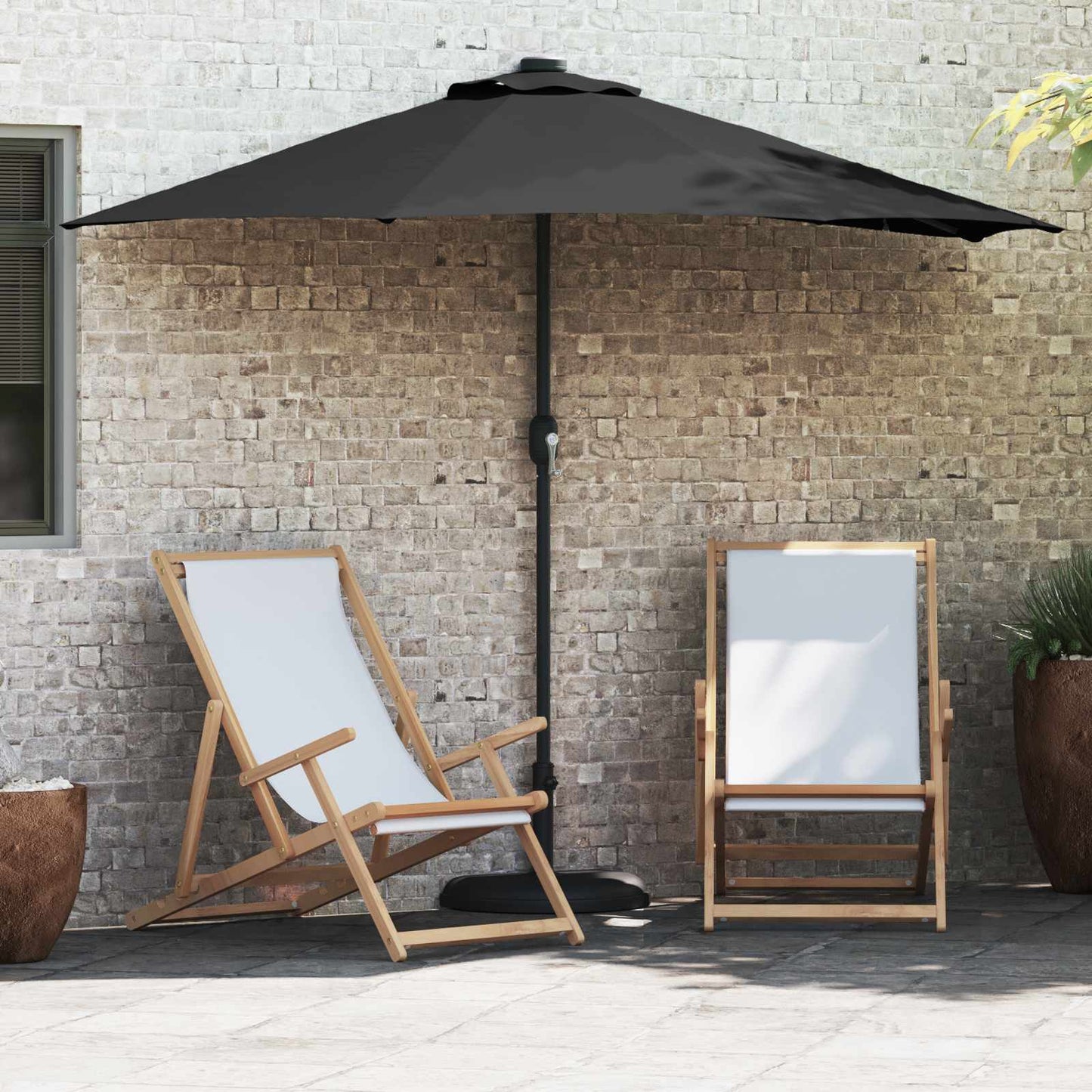 Hageparasol Svart 294 x 150 x 224 cm Polyester og stål