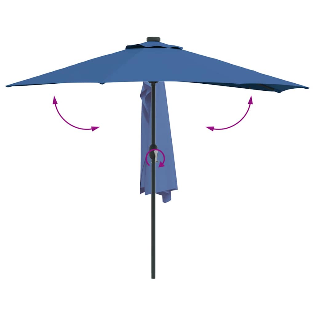 Hageparasol 294 x 150 x 224 cm Polyester og stål Azurblå