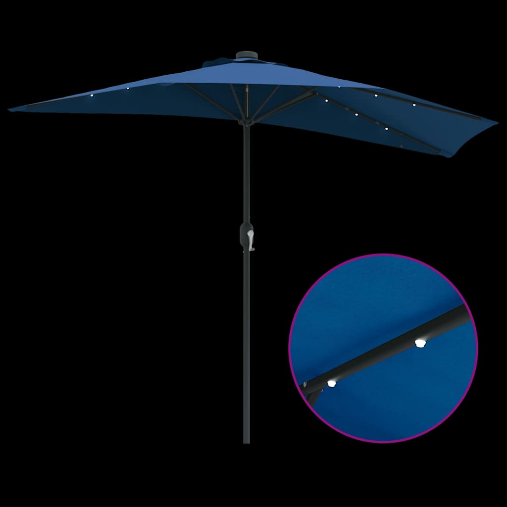 Hageparasol 294 x 150 x 224 cm Polyester og stål Azurblå