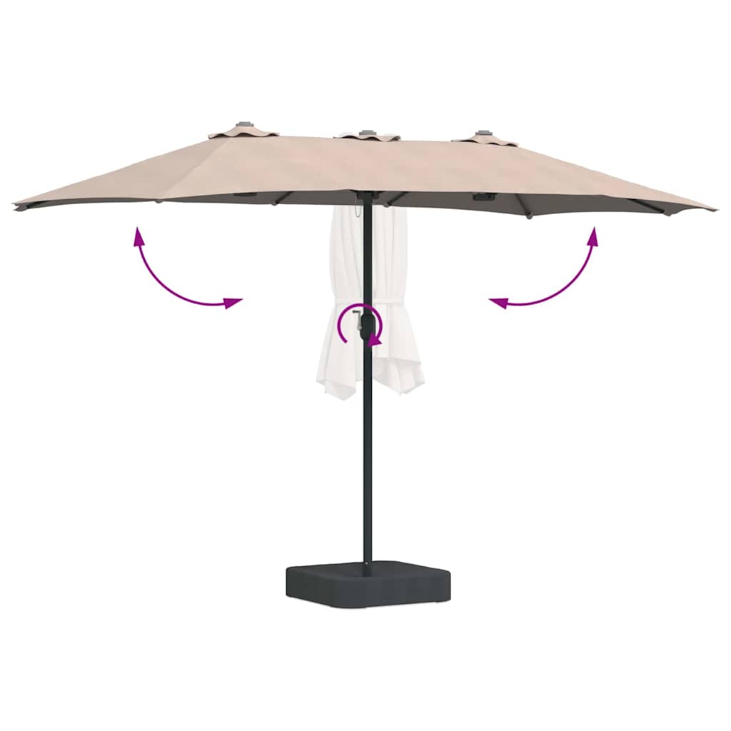Hageparasol Gråbrun 385 x 209 x 244 cm Polyester og stål