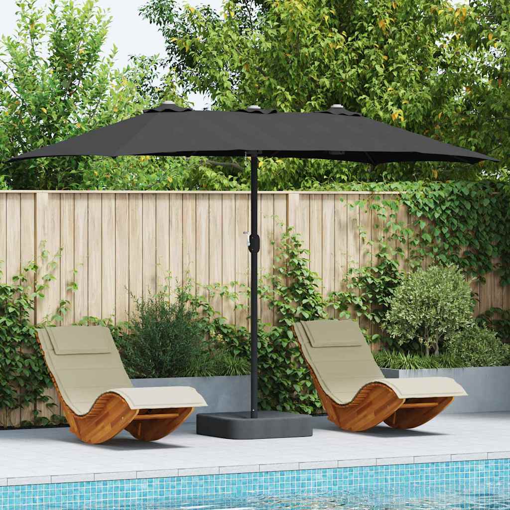 Hageparasol Svart 385 x 209 x 244 cm Polyester og stål