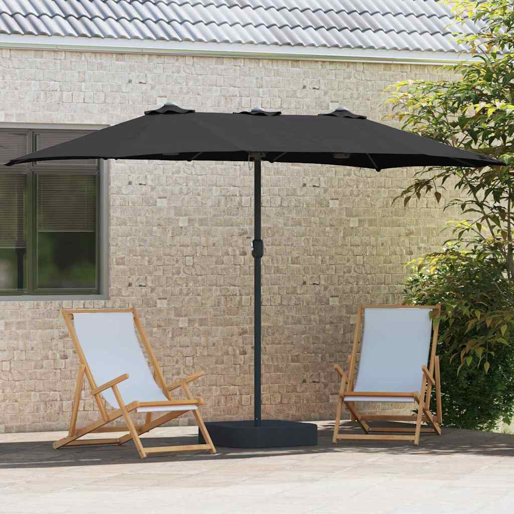 Hageparasol Svart 385 x 209 x 244 cm Polyester og stål