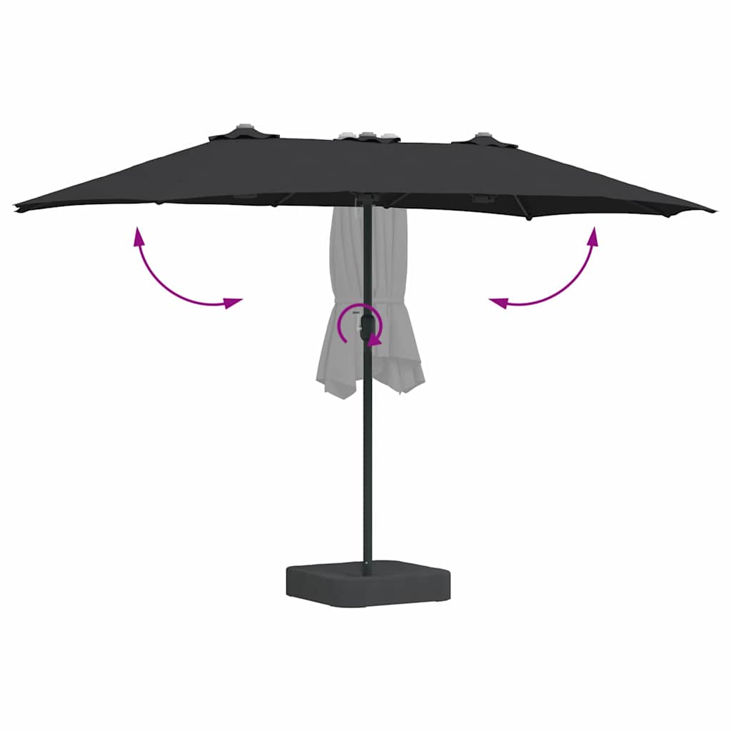 Hageparasol Svart 385 x 209 x 244 cm Polyester og stål