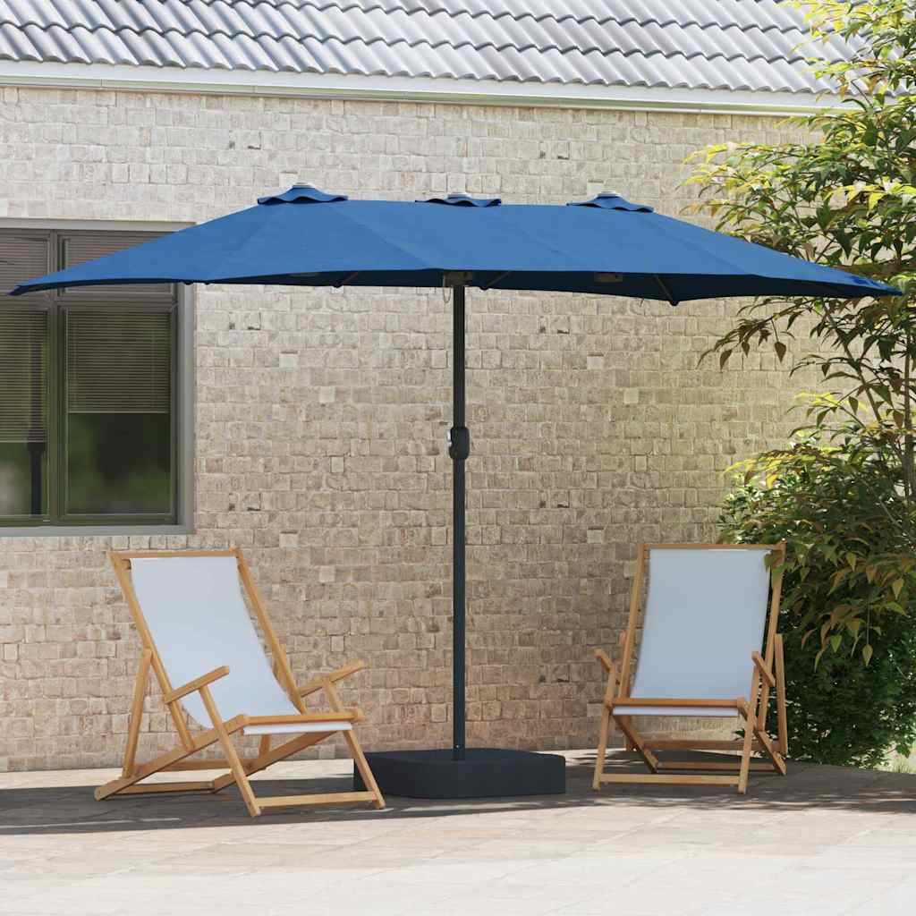 Hageparasol 385 x 209 x 244 cm Polyester og stål Azurblå
