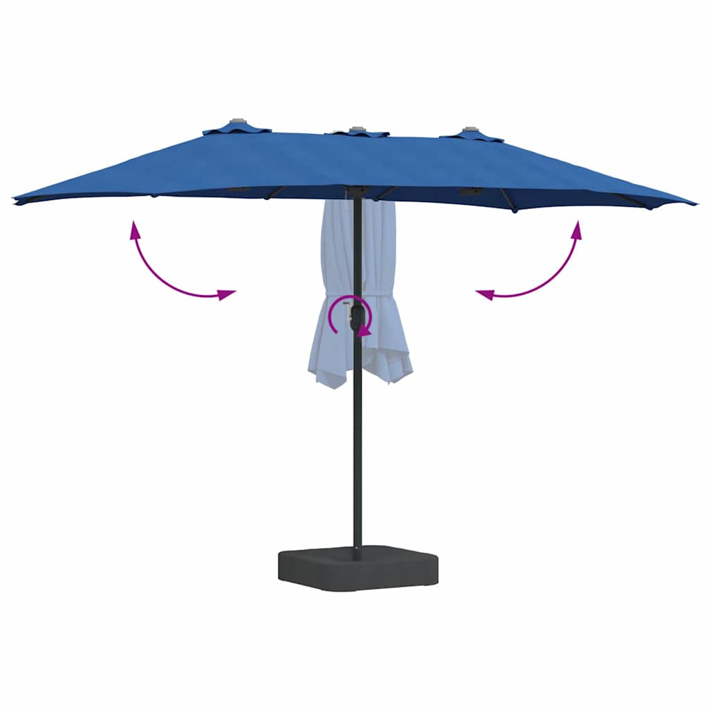 Hageparasol 385 x 209 x 244 cm Polyester og stål Azurblå