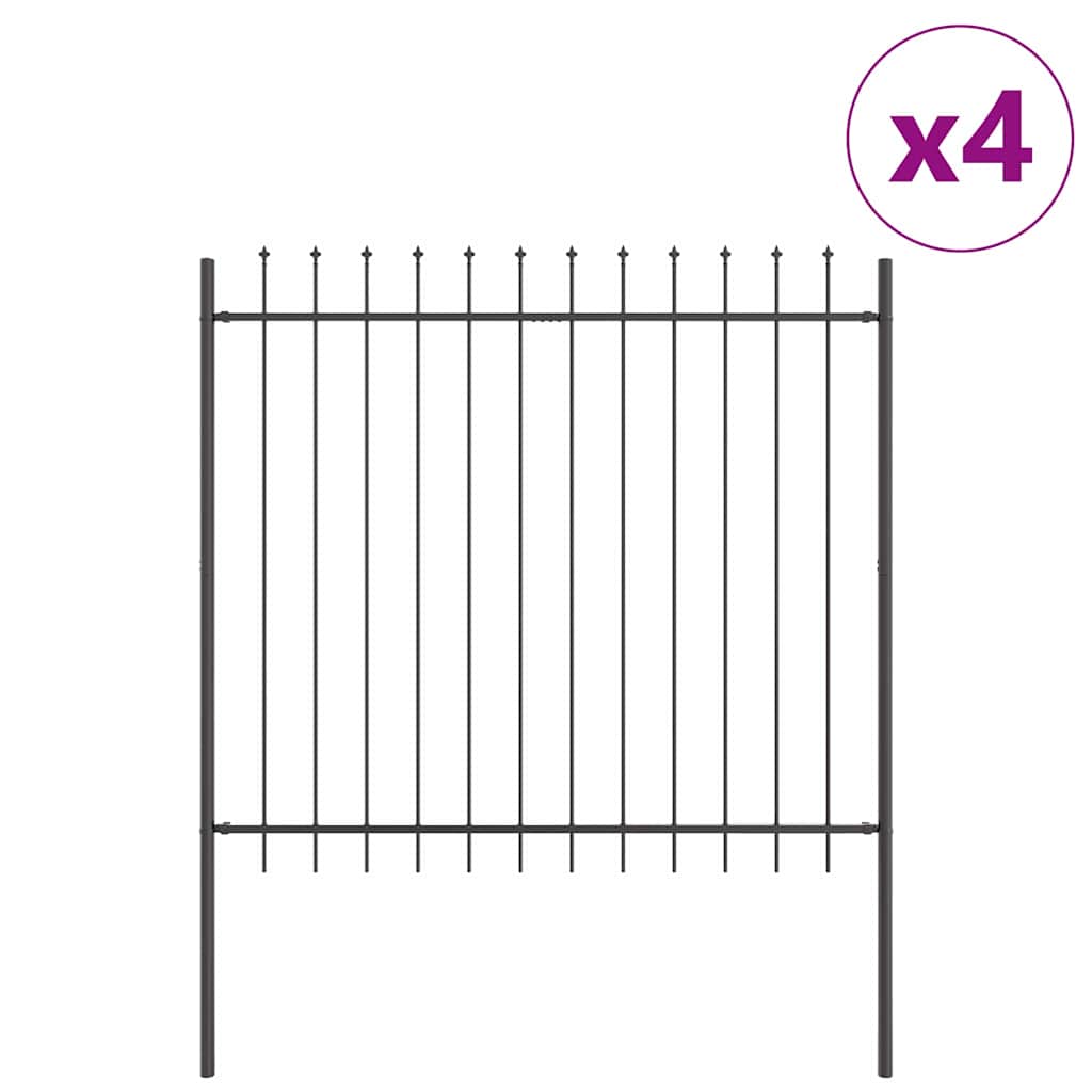 Hage Hegning 4 pcs Grå 6,8 x 1,5 m Pulverlakkert stål