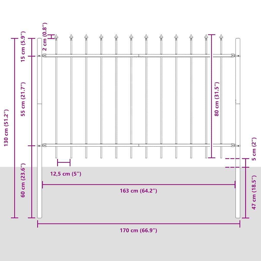 Hage Hegning 6 pcs Hvit 10,2 x 0,8 m Pulverlakkert stål