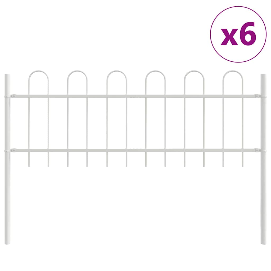 Hage Hegning 6 pcs Hvit 10,2 x 0,6 m Pulverlakkert stål