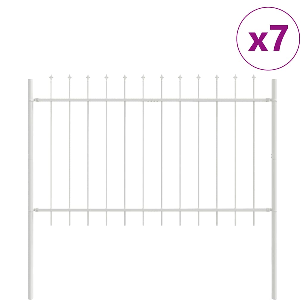 Hage Hegning 7 pcs Hvit 11,9 x 0,8 m Pulverlakkert stål