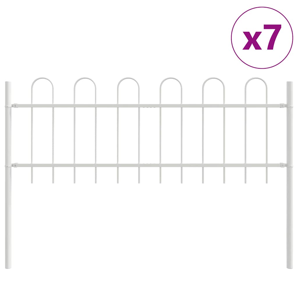 Hage Hegning 7 pcs Hvit 11,9 x 0,6 m Pulverlakkert stål