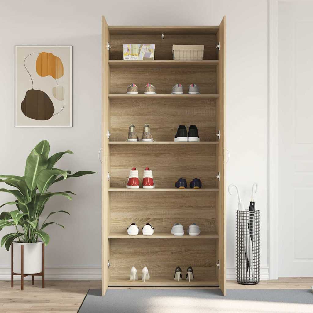 Sko Skap med hylle Brun 80 x 35,5 x 180 cm Konstruert tre vidaXL