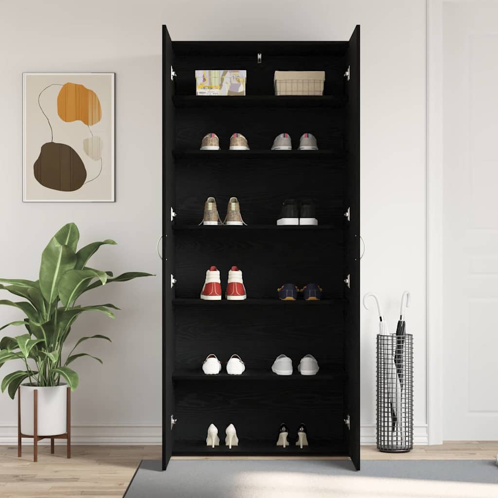 Sko Skap med hylle Svart 80 x 35,5 x 180 cm Konstruert tre vidaXL