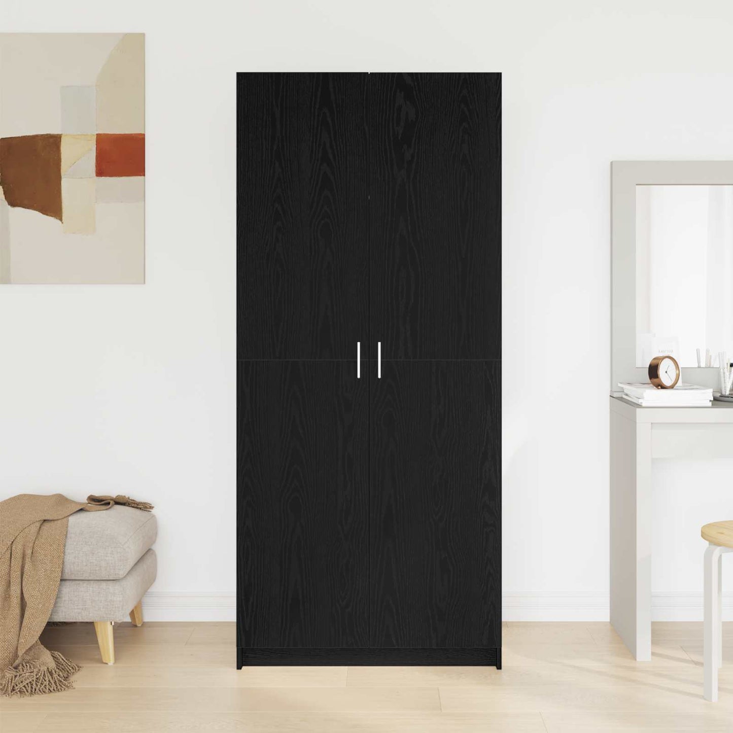 Garderobeskap Svart Eik 80 x 50,5 x 180 cm Konstruert tre