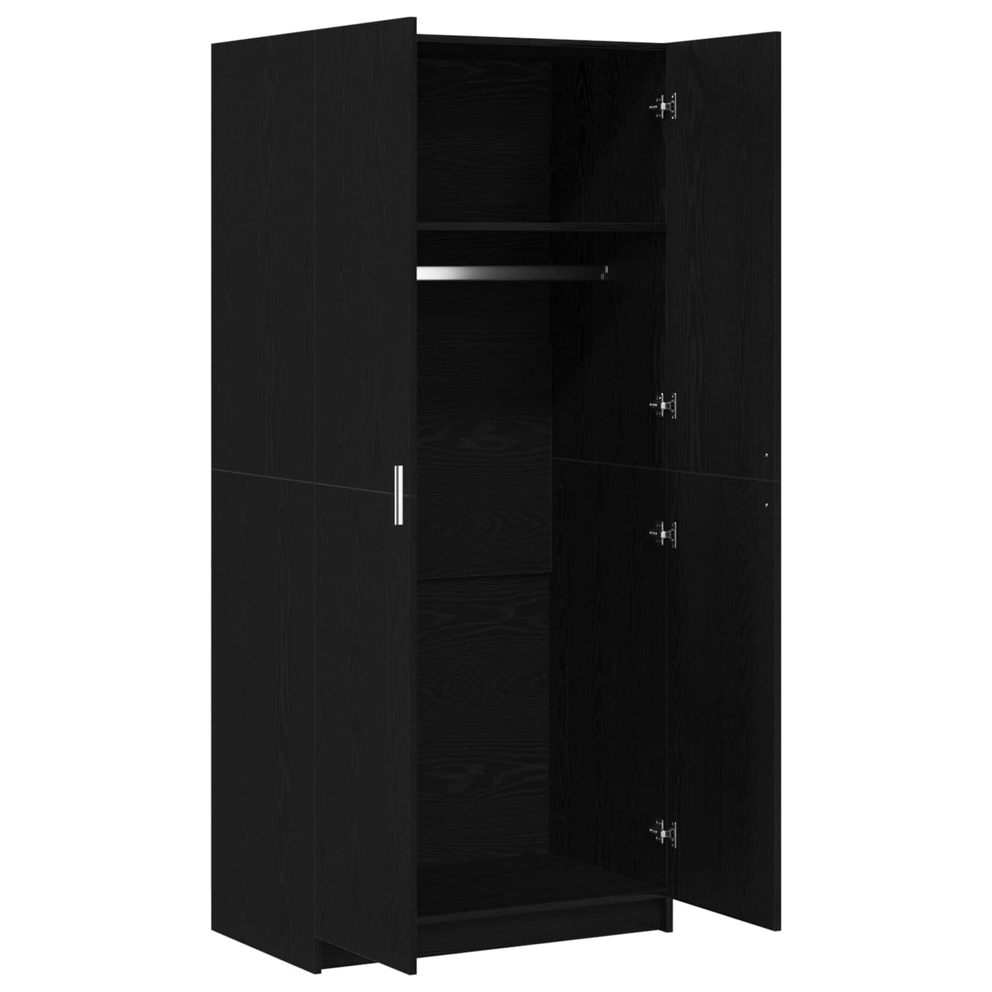 Garderobeskap Svart Eik 80 x 50,5 x 180 cm Konstruert tre