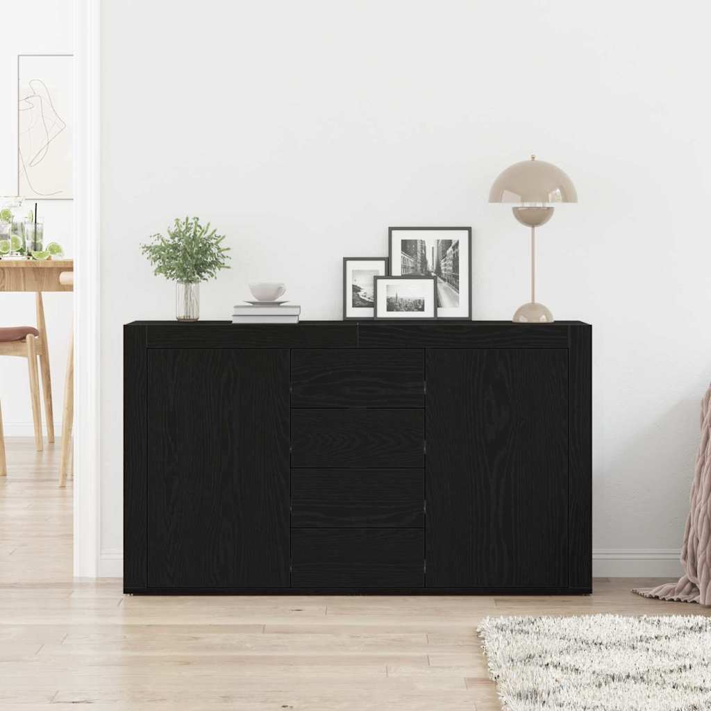Serviesskap med skuff Svart Eik 120 x 36 x 69 cm Konstruert tre vidaXL