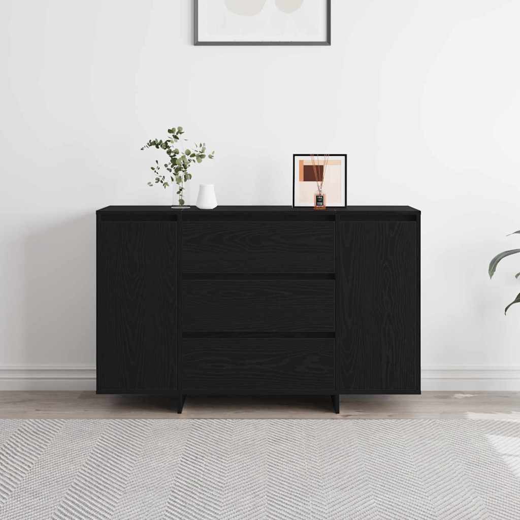 Serviesskap med skuff Svart Eik 120 x 41 x 75 cm Konstruert tre