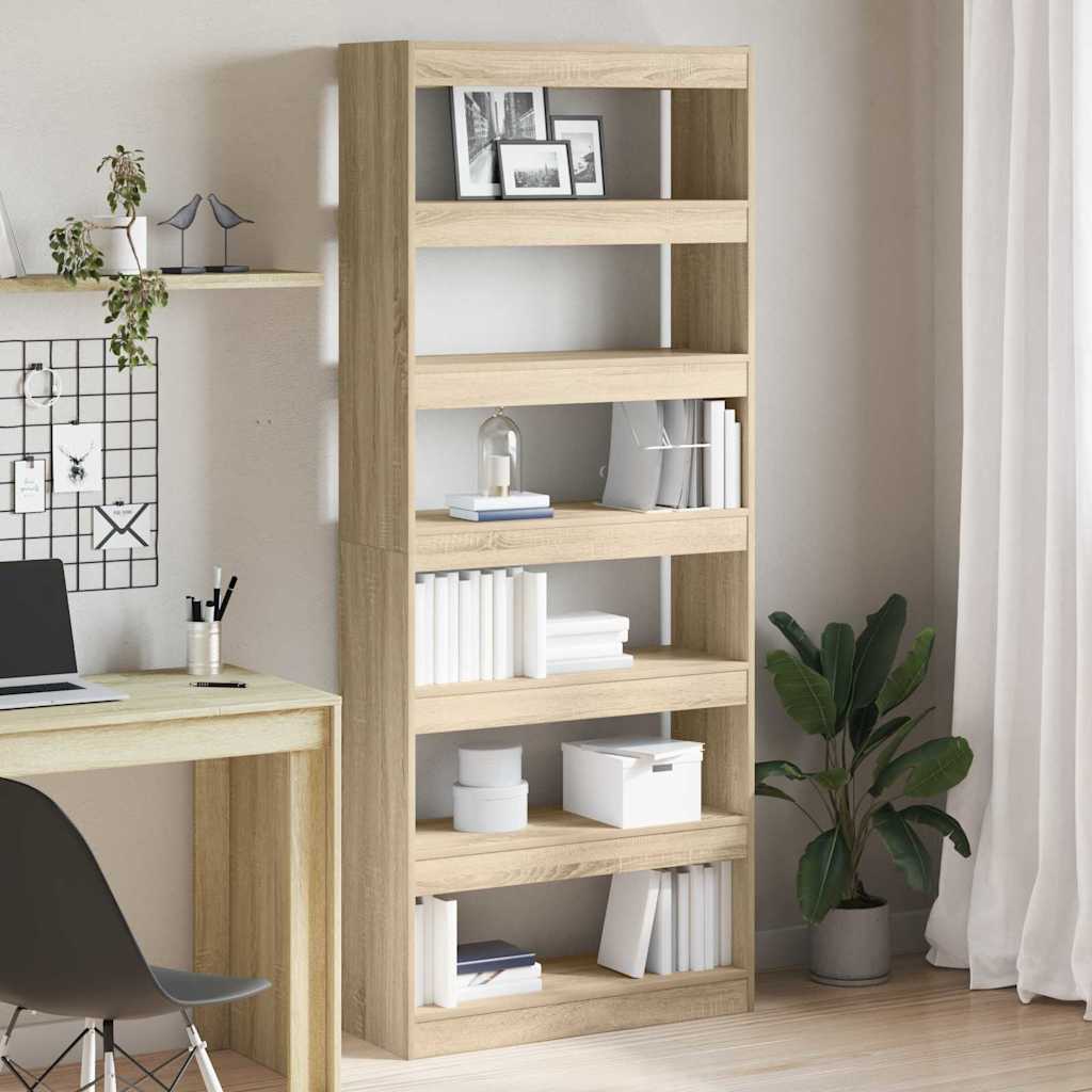 Bokskap med hylle Sonoma eik 80 x 30 x 198 cm Konstruert tre
