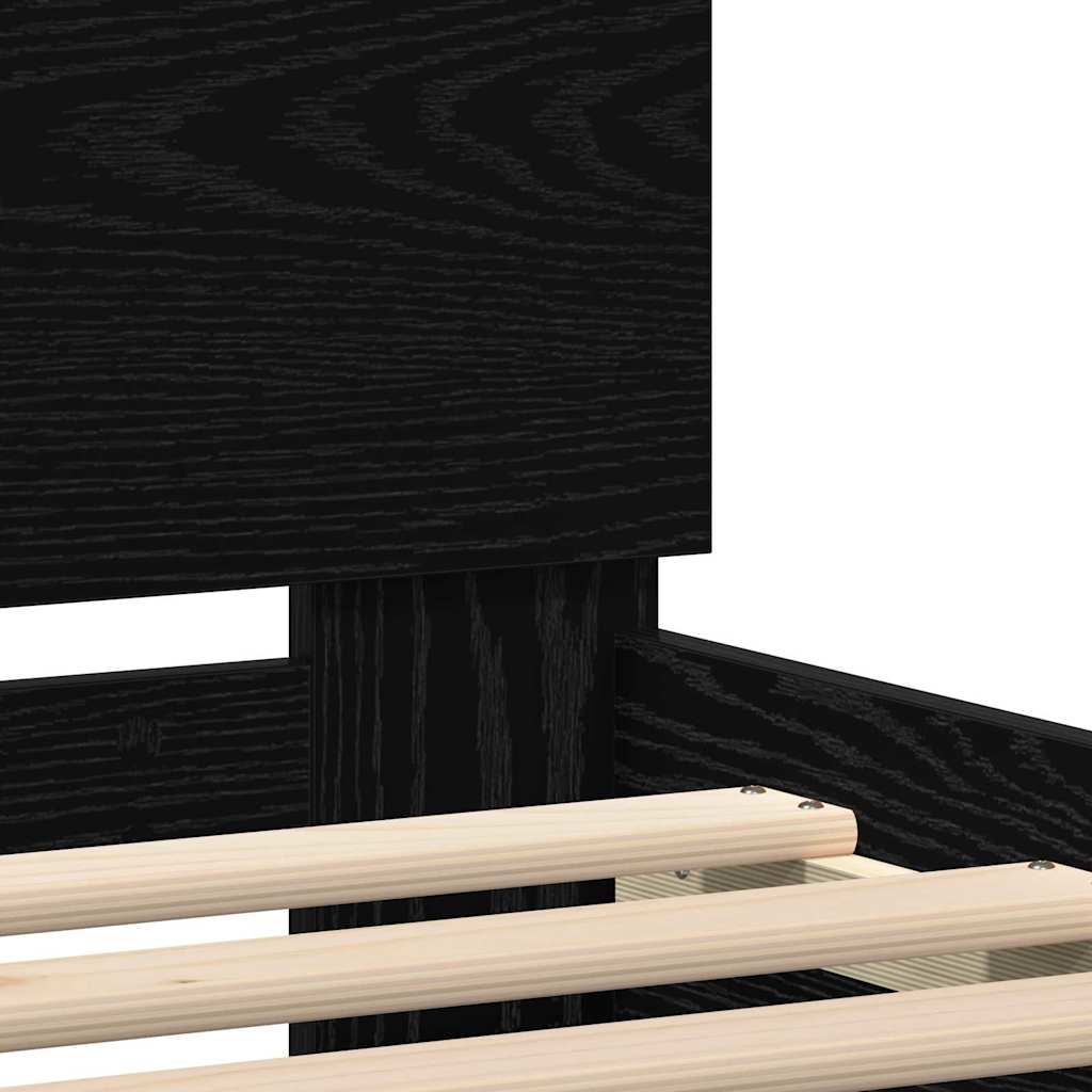 Sengestamme med LED Svart Eik 200 x 200 cm Konstruert tre