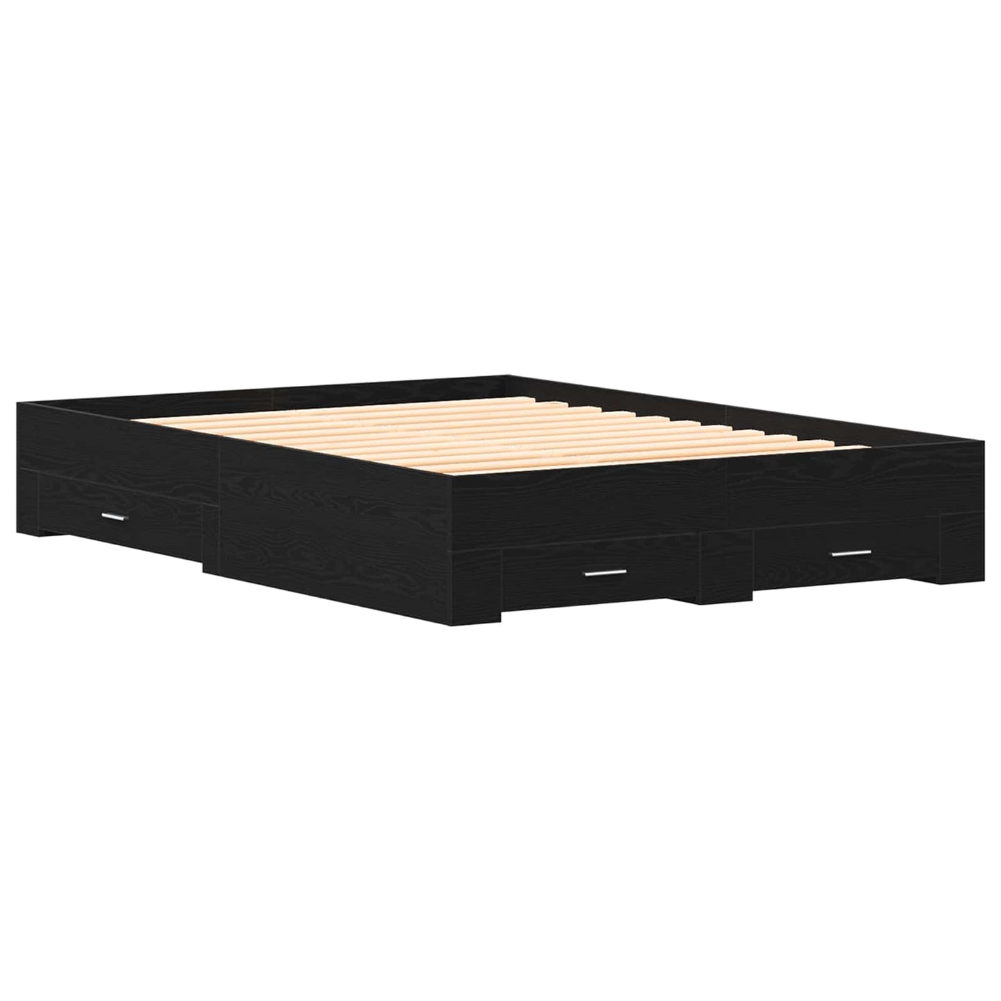 Sengestamme med skuff Svart Eik 140 x 200 cm Konstruert tre