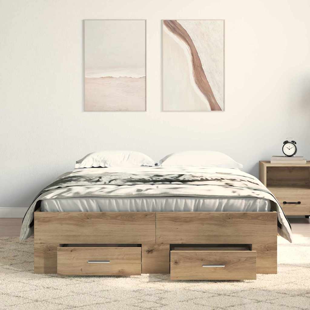 Sengestamme med skuff Artisan Eik 120 x 200 cm Konstruert tre