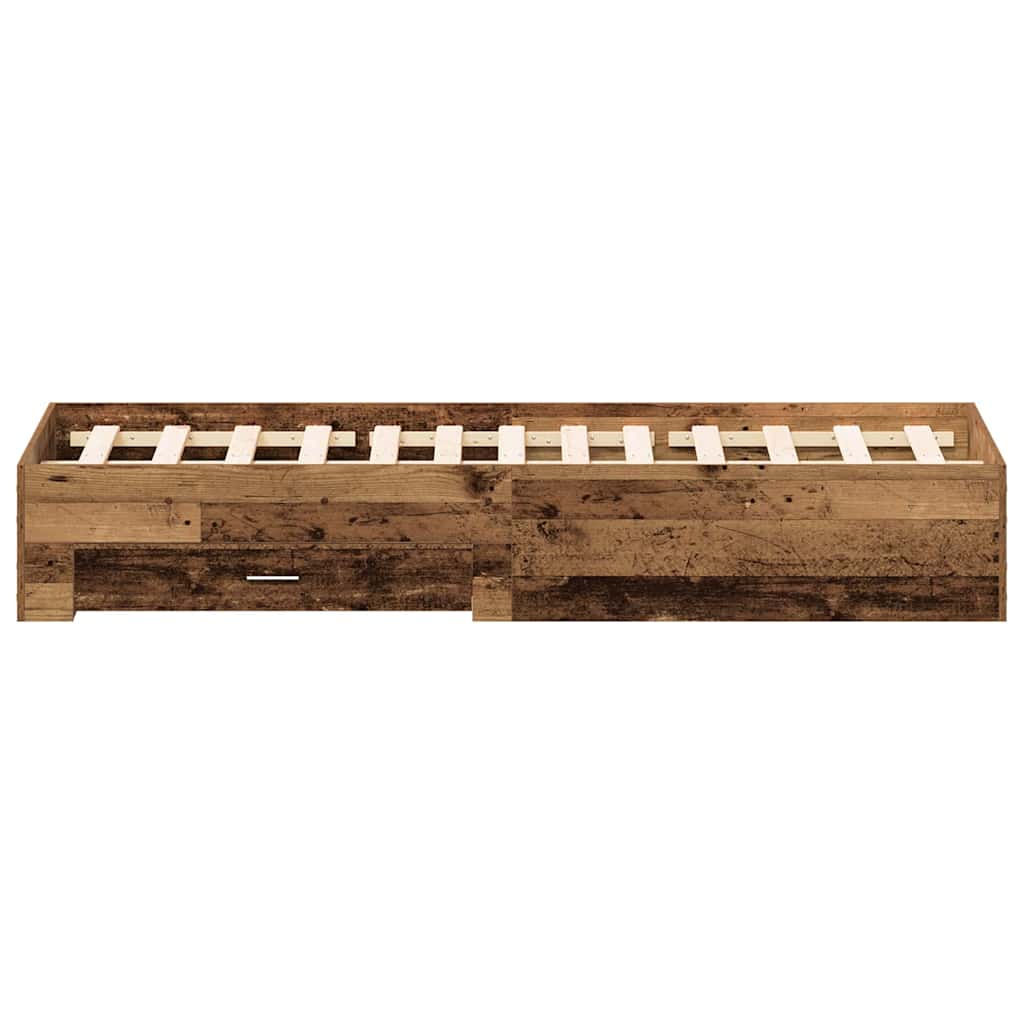 Sengestamme med skuff Gamle tre 135 x 190 cm Konstruert tre vidaXL
