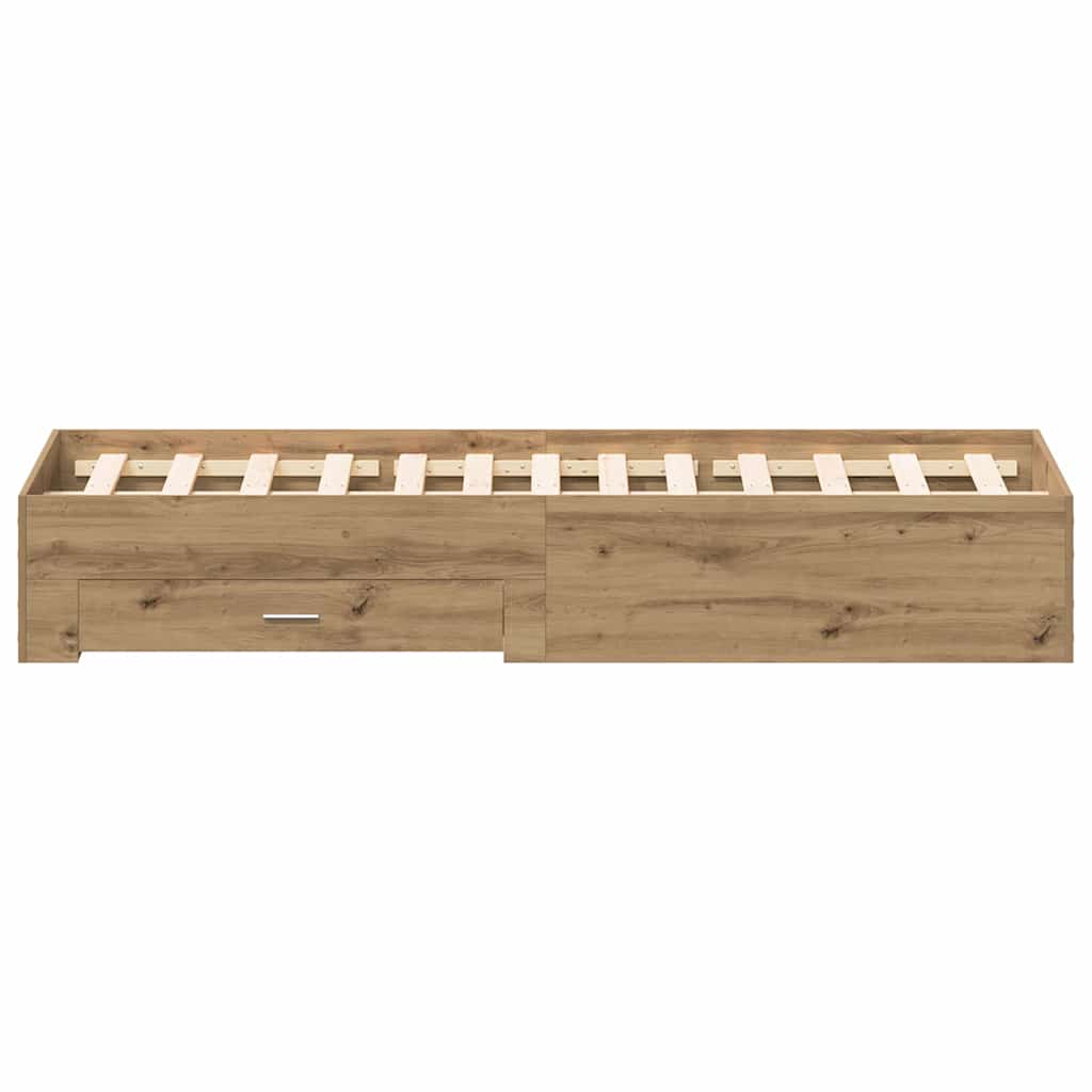 Sengestamme med skuff Artisan Eik 135 x 190 cm Konstruert tre vidaXL
