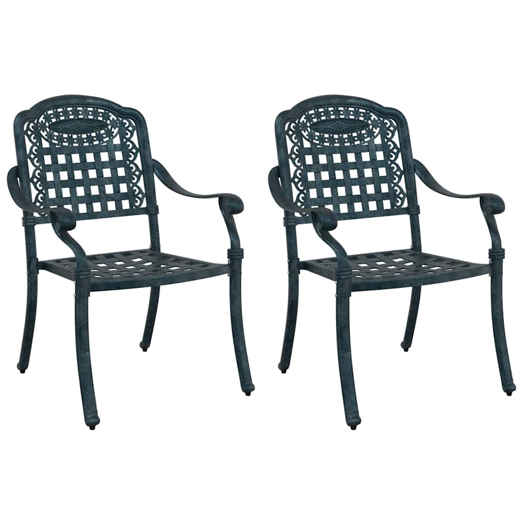 Hage Stol 2 pcs grønn 55 x 56,5 x 91cm Aluminium