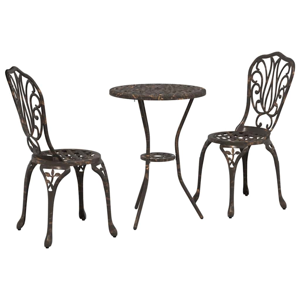 Hage Bistro Sett 3 pcs Bronse Aluminium