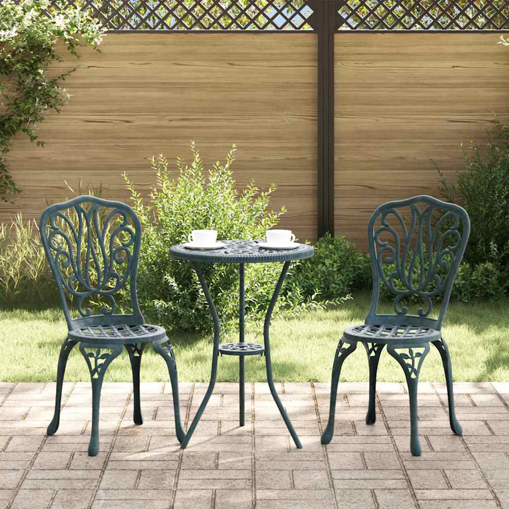 Hage Bistro Sett 3 pcs grønn Aluminium