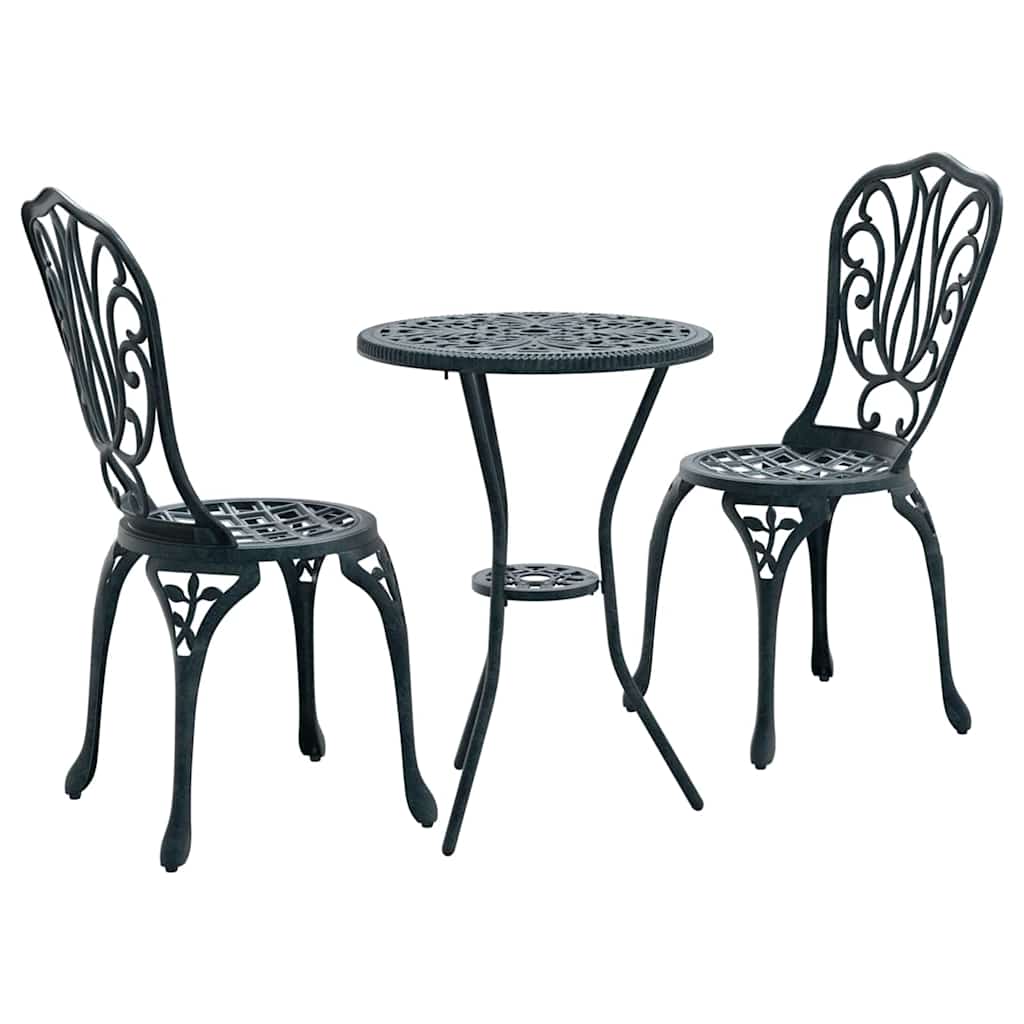 Hage Bistro Sett 3 pcs grønn Aluminium