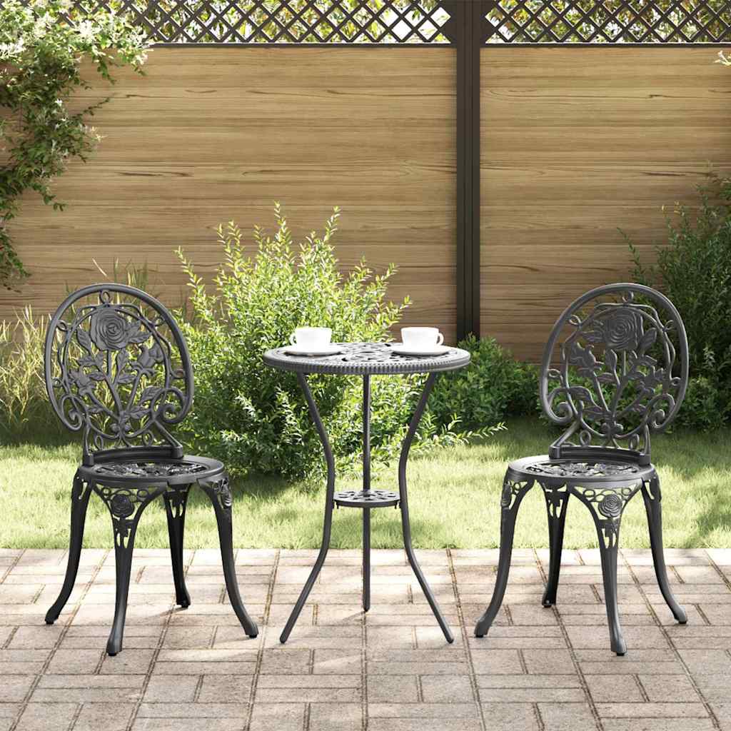 Hage Bistro Sett 3 pcs Svart Aluminium
