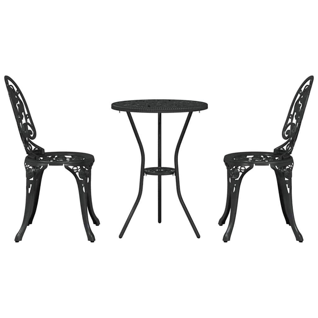 Hage Bistro Sett 3 pcs Svart Aluminium