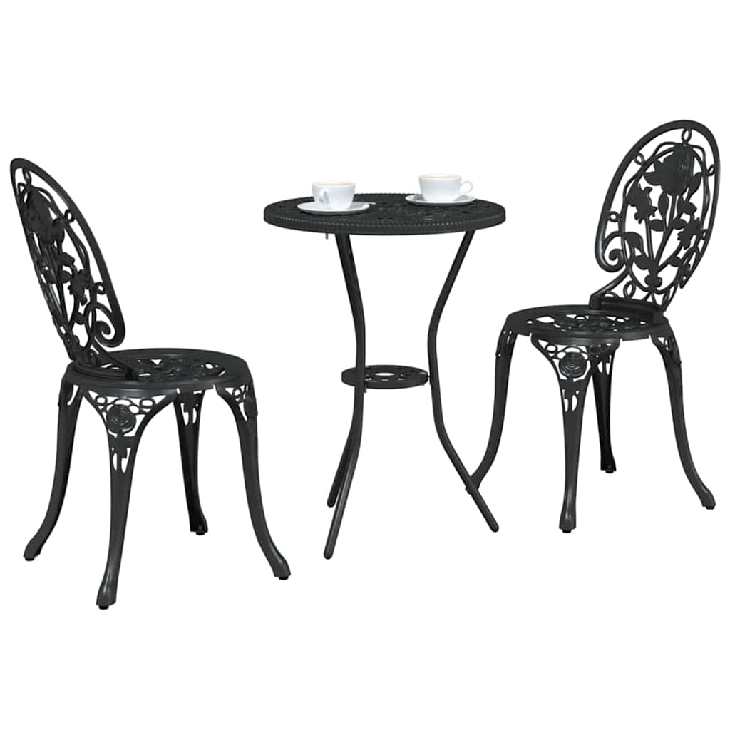 Hage Bistro Sett 3 pcs Svart Aluminium