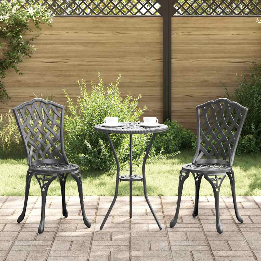 Hage Bistro Sett 3 pcs Svart Aluminium