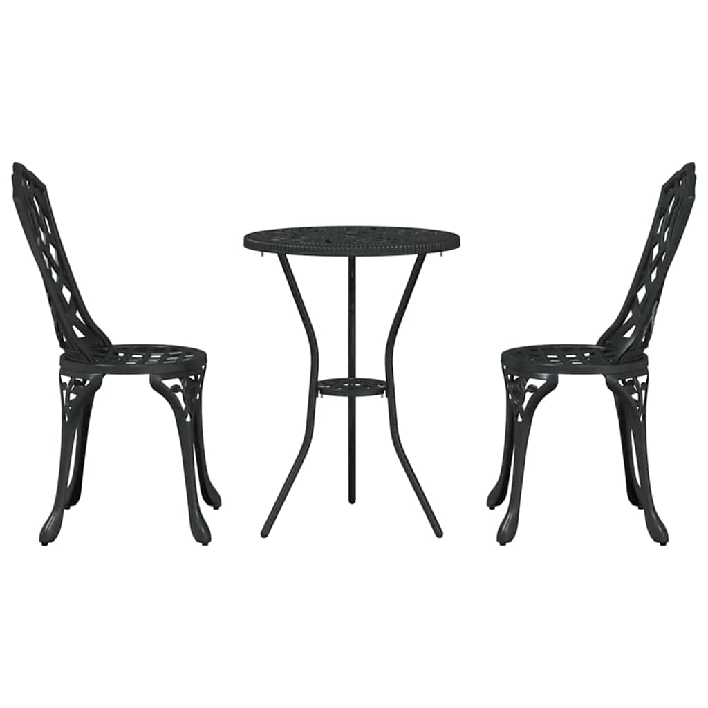 Hage Bistro Sett 3 pcs Svart Aluminium