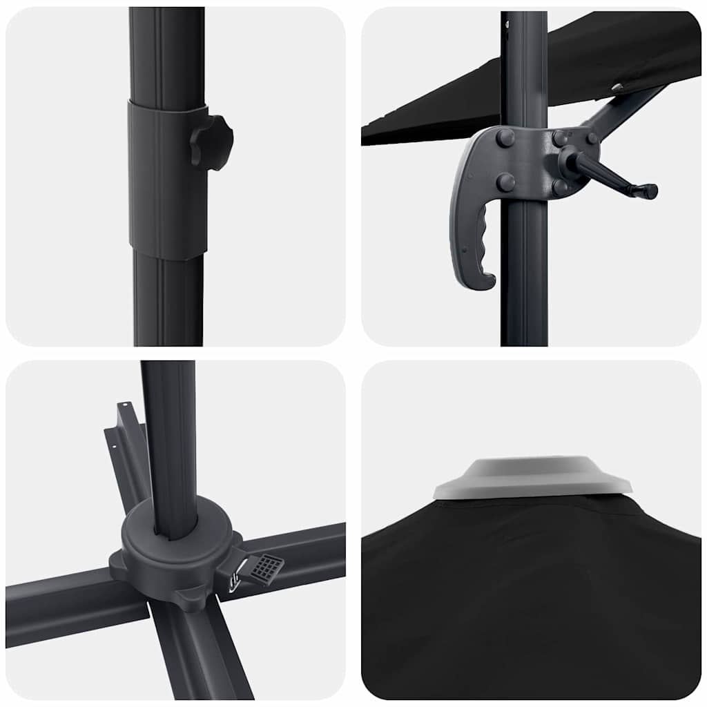 Roma parasol Svart 286 x 284 x 265 cm Aluminium og polyester