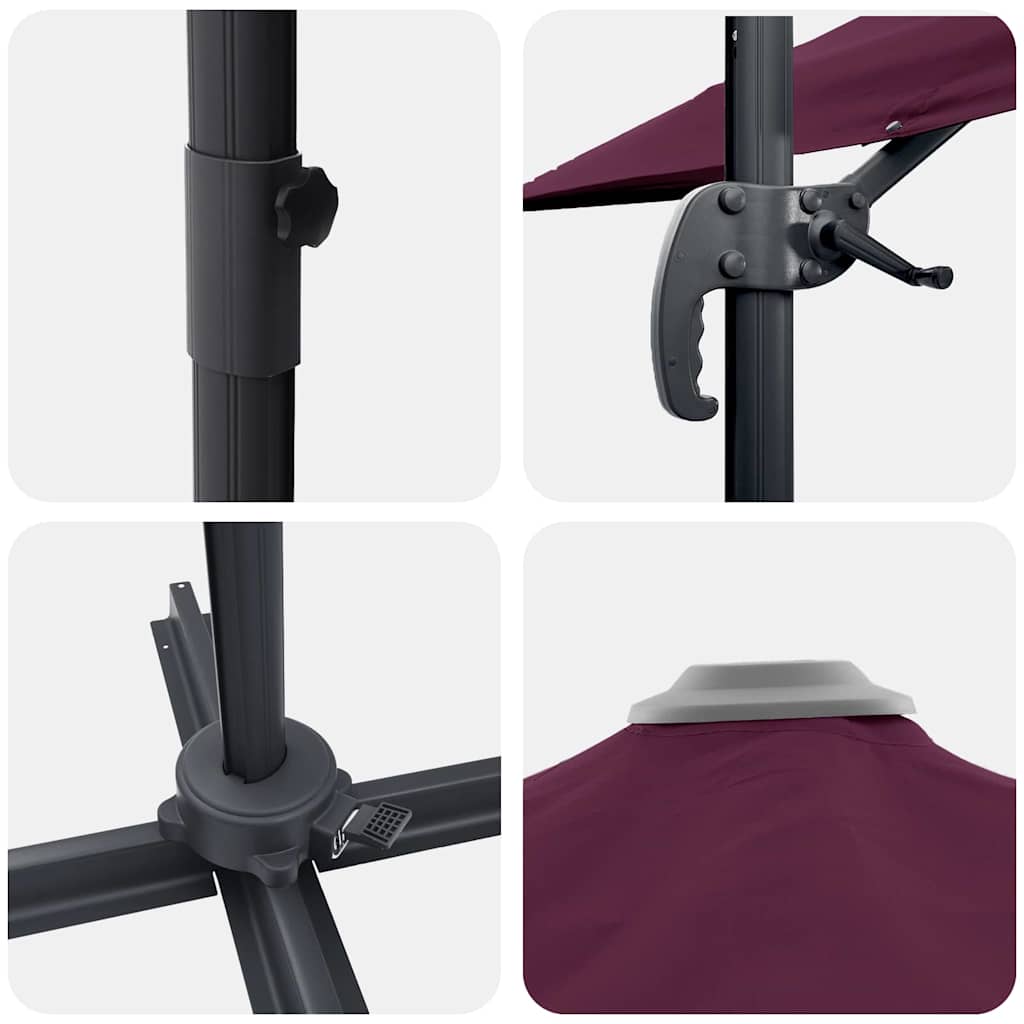 Roma parasol Rød 286 x 284 x 265 cm Aluminium og polyester