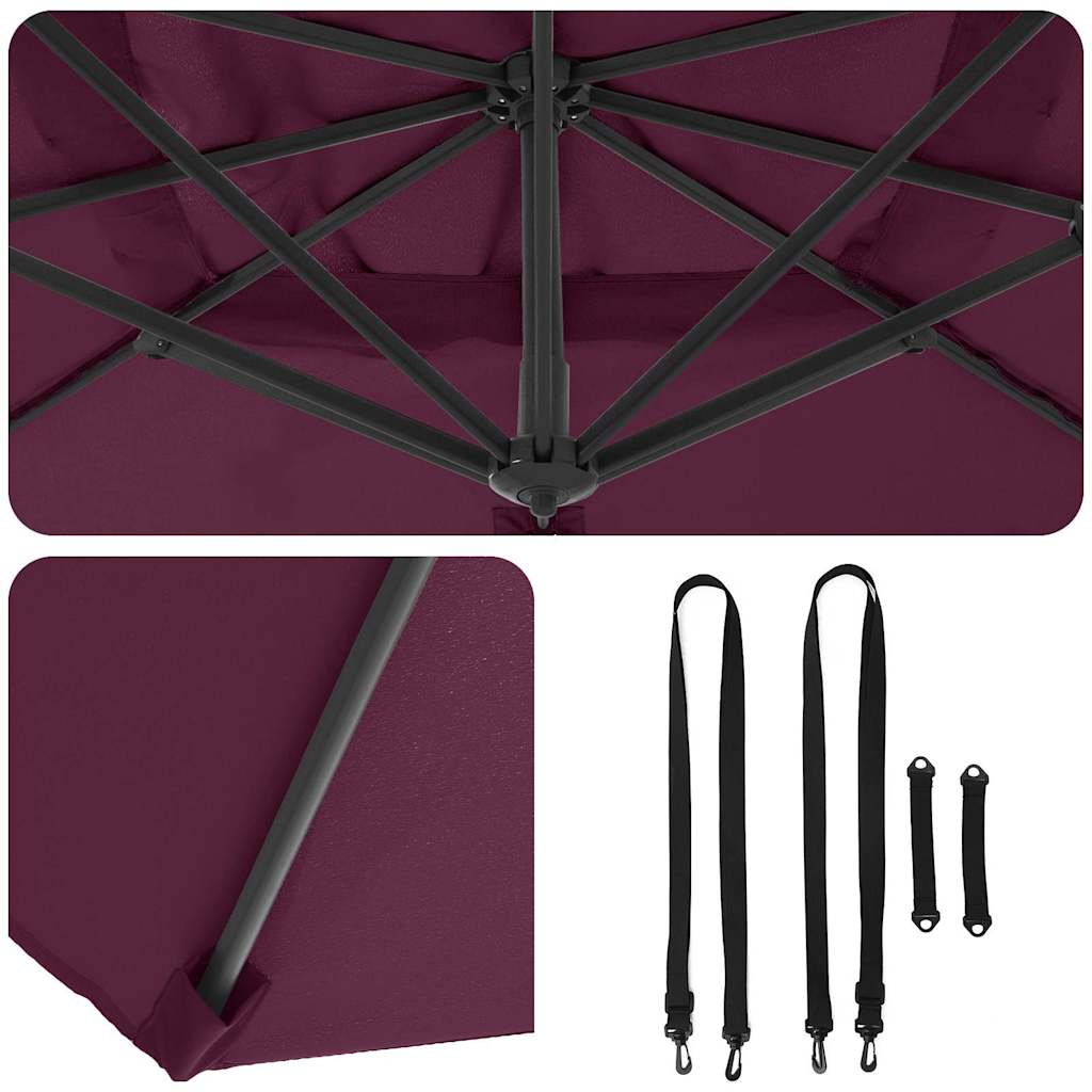 Roma parasol Rød 286 x 284 x 265 cm Aluminium og polyester