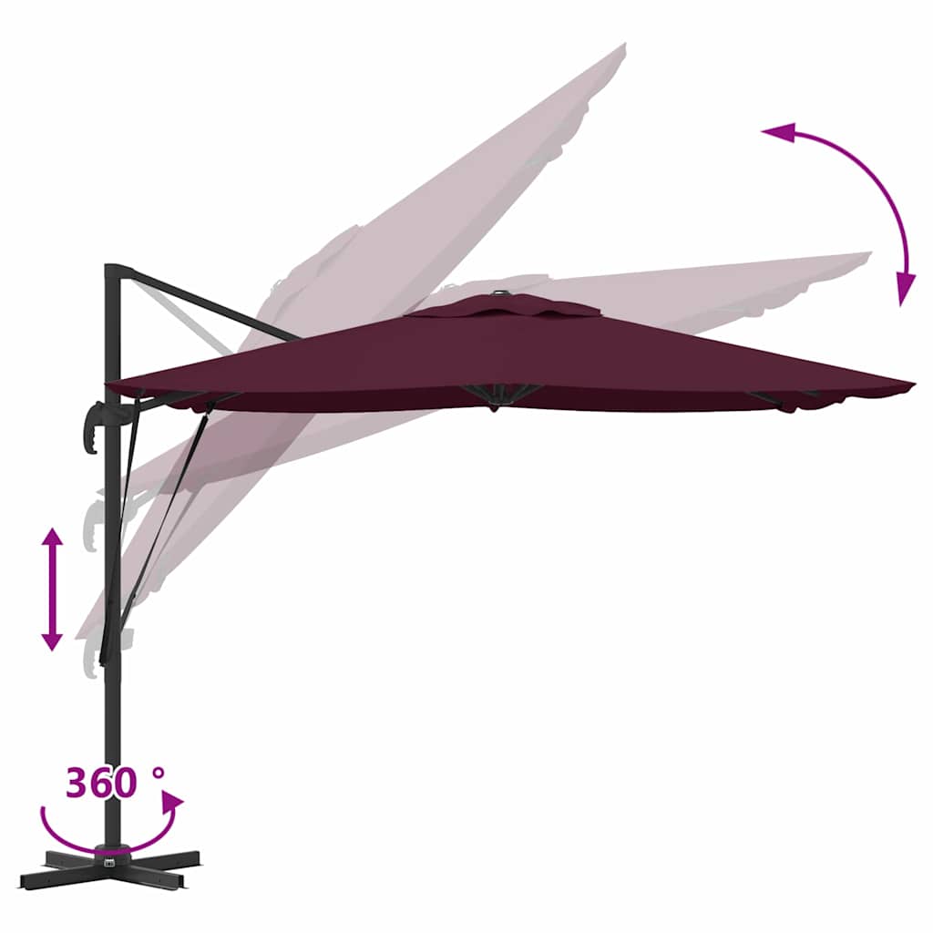 Roma parasol Rød 286 x 284 x 265 cm Aluminium og polyester